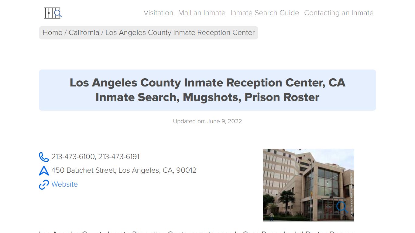 Los Angeles County Inmate Reception Center, CA Inmate ...